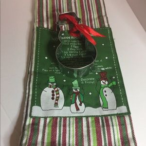 Snowman Cookie Recipe Dish Towel w Cookie Cutter